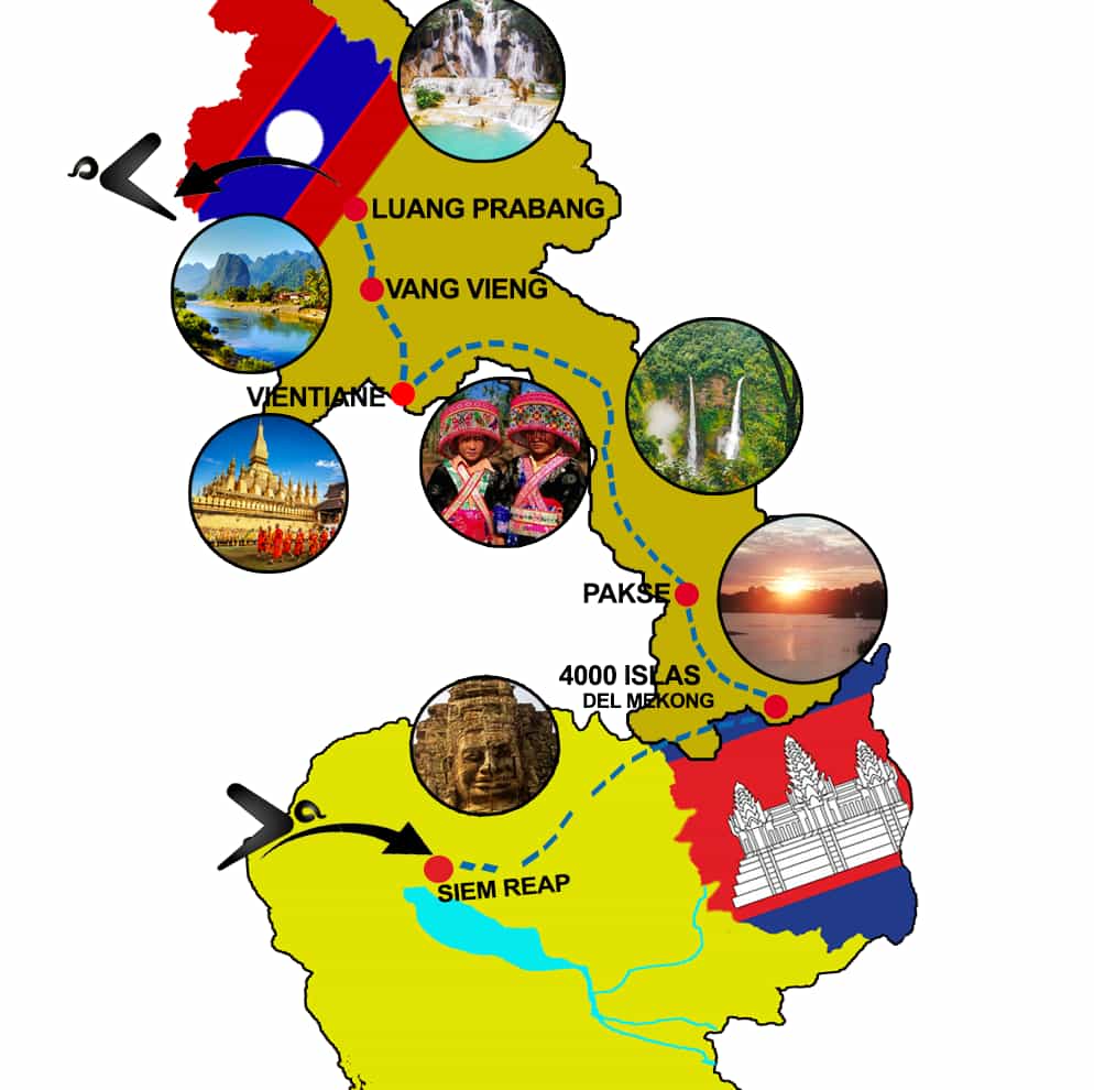 Mapa viaje grupo camboya y laos